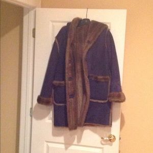 Dennis Basso reversible faux suede and mink coat